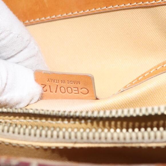 CELINE C Macadam Canvas Hand Bag Red Gold - Picture 13 of 13